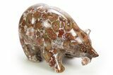 Realistic, Polished Colorful Jasper/Agate Bear with Fish - India #308462-1